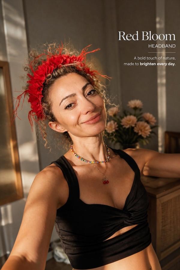 Kırmızı şifon taç - Red Bloom