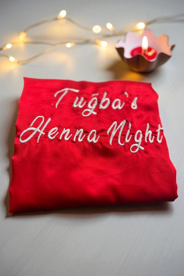 Kırmızı Henna Sabahlık - Tuğba Yazılı