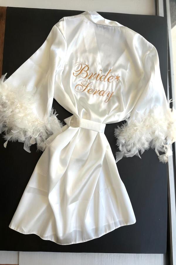 Kollar Tüylü Sabahlık - Seray Yazılı