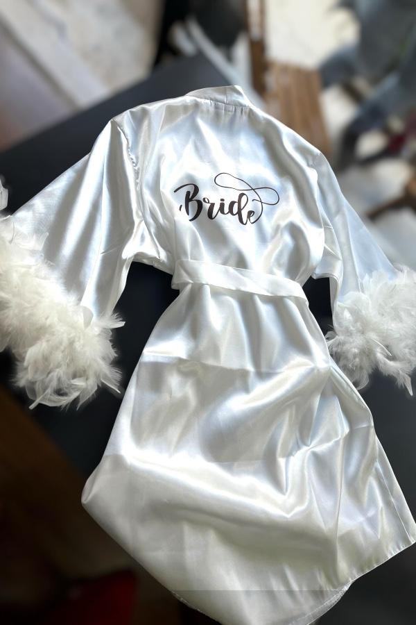 Kollar Tüylü Sabahlık -Bride Yazılı